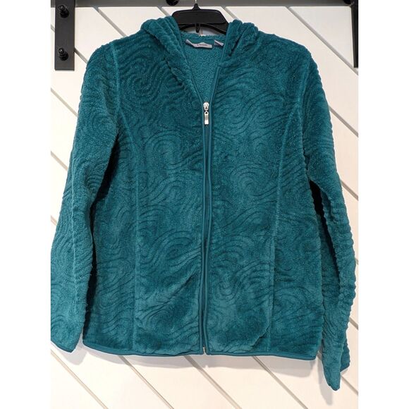 jason maxwell Tops - Jason Maxwell Women's Teal Full Zipper Hoodie Jacquard Fleece Medium